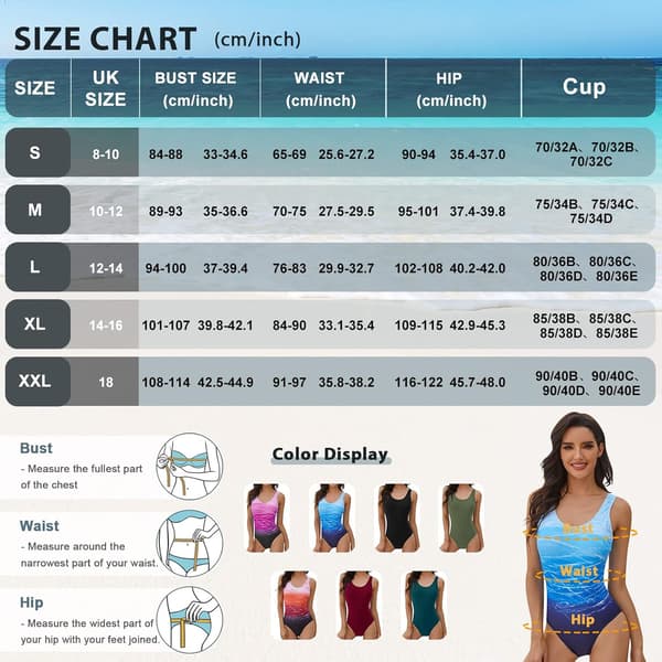 Blå gradient ryggløs monokini med magekontroll og polstrede kopper [ZHE] XL Blue