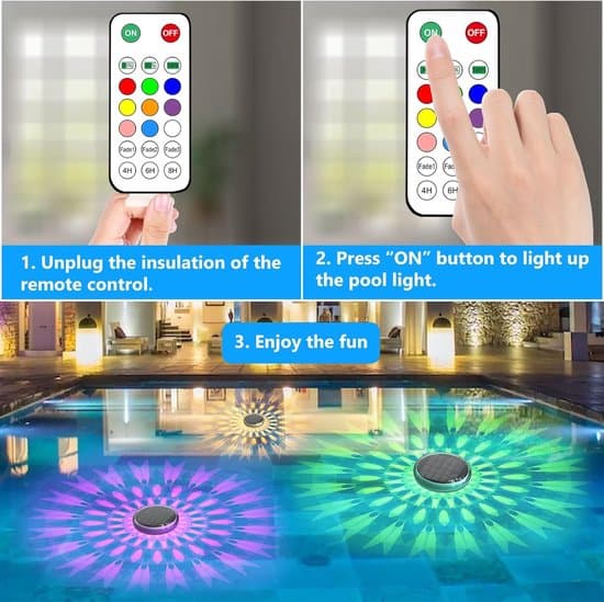 Solar Powered Floating Pool Lights (2-Pack) – With Remote Control, 12 Light Modes & Timer – IP67 Waterproof for Above-Ground & In-Ground Pools, Party