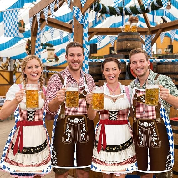 Oktoberfest-förkläde 2 st justerbart, bayerskt grillförkläde med roligt tryck, matlagningsförkläde med öltema för grillfest utomhus