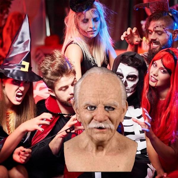 Halloween-lateksimaski, Vanha Mies Dekor Realistinen Maski B