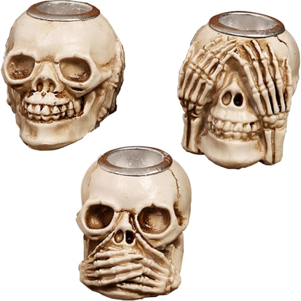 Skull Candlestick Gothic Candle Holder 3 Pack Resin Tea Light Holder Candle Holder Tabletop Decoration for Halloween Home Party Decoration