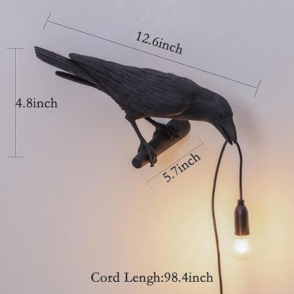 Raven-seinävalaisin, ainutlaatuinen goottilainen varis-seinävalaisin (Vasen musta seinävalaisin)