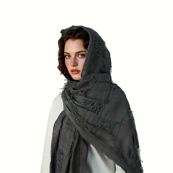 Hætteklædt kappe-sjal med broche, hør cosplay-sæt til mænd og kvinder Black