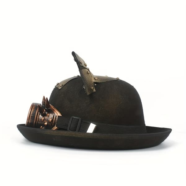 Steampunk flosshatt med avtakbare briller og katteører, polyester, unisex kostymetilbehør Black