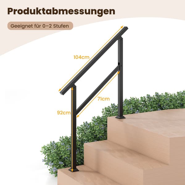 Justerbart gelænder til udendørs trappe, 104 cm, metal 5650