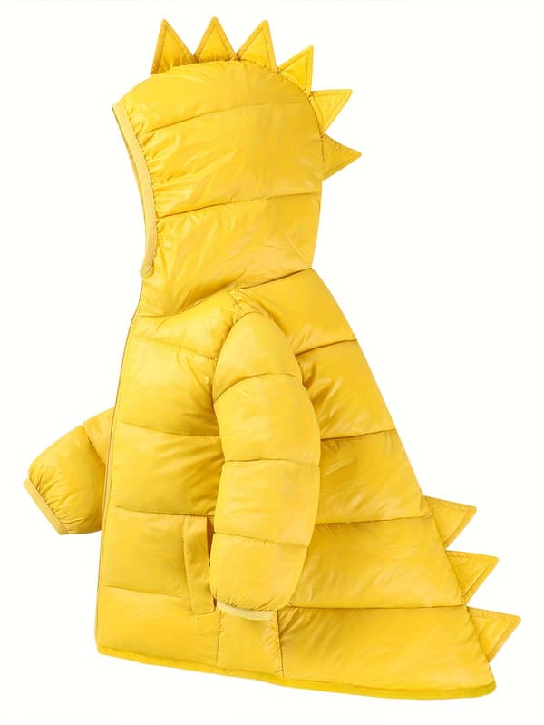 Vindtät pufferjacka med dinosauriedesign för barn 7-8Y Bright Yellow