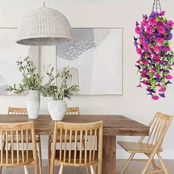 Artificial Hanging Flowers 2-pack, UV-Resistant Morning Glory Vines 75 cm Yellow yellow