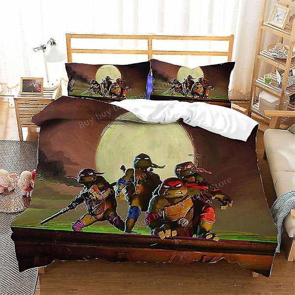 2023 Teenage Mutant Ninja Turtles Ny film Sengesæt Betræk Pudebetræk Sæt Børn Anime Værelse Indretning Betræk Gave T-129 T-129 EU King-240x220cm