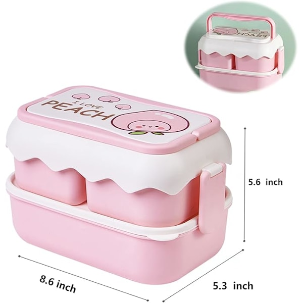 Matlåda, bento box för flickor, rosa matlåda för barn