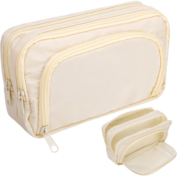 Aprikos Pennfodral med Fack Stort Pennfodral Multifunktionellt Pennfodral Preppy Pennfodral Stationery Organizer Estetiska Makeupväskor Cream
