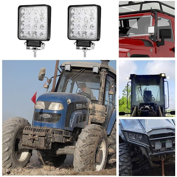 LED-arbeidslys, 2 stk 48W LED-projektorer for bil traktor terrengbiler SUV ATV båt 4 tommer