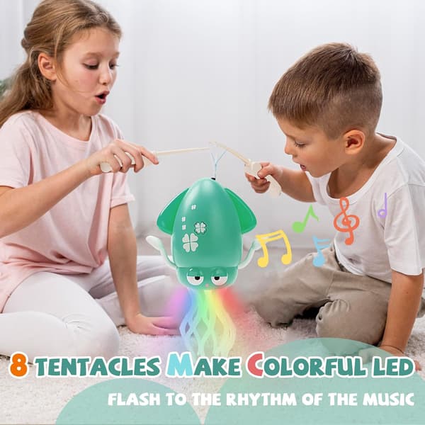 Dancing Octopus Toy, Octopus Toy, Automatic Crawling Dancing Octopus with Obstacle Detection, Crawling Octopus with LED Music green