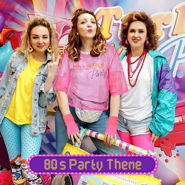 80'er Neon Festtøj Kostume Tilbehør Sæt, 1980'er Retro Tema Fest Dekoration Outfit til Kvinder Piger Sæt - Rose Red Set - Rose Red One size