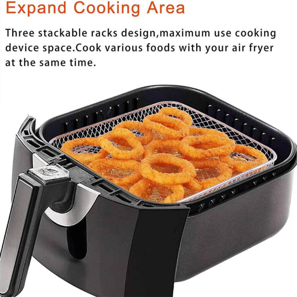 Airfryer Stativ Tre Lag Stablebar Dehydrator Rustfritt Stål