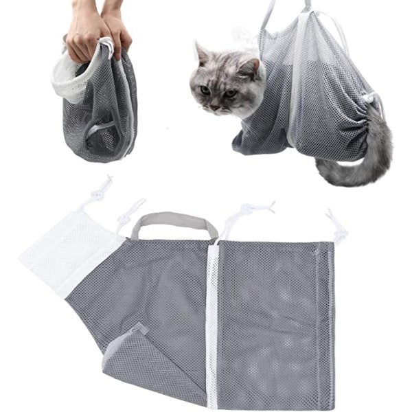 Cat Bath Bag Justerbar Multifunktionell Fast Cat Bath Bag-Off white