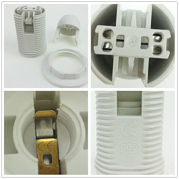 10-pak (sort og hvid) E14-lampeholder i plast med Edison-skrue