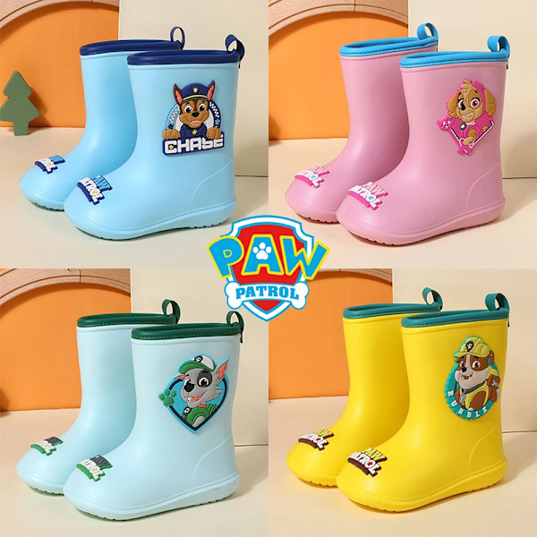 Paw Patrol Chase Skye Anime Tegnede Søde Børns Regnstøvler til Drenge og Piger Vandtætte EVA Gummi Anti-Slip Toddler Børns Regnstøvler Rubble Rubble 15cm