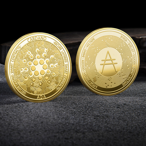 Pläterad Cardano ADA Coin Cryptocurrency Physical Collection meta Gold