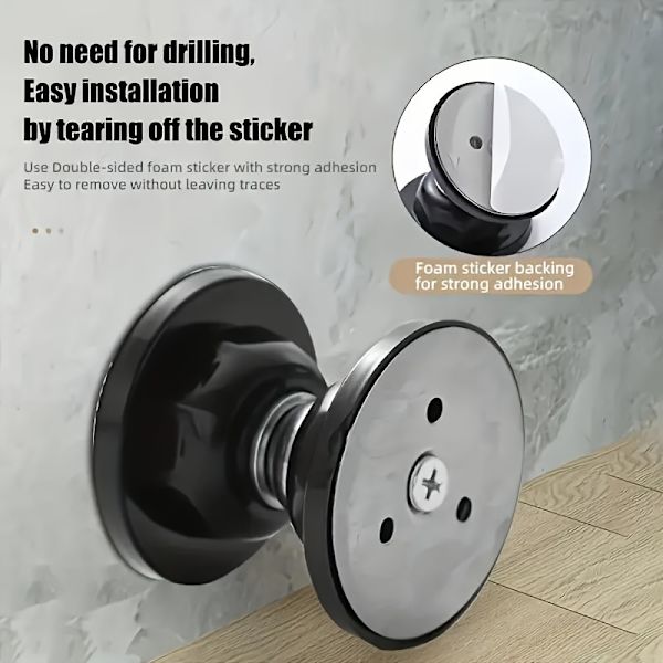 Magnetisk dørstopper med selvklæbende montering for nem installation uden boring White