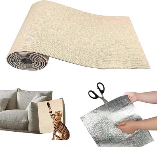 30×100 cm Selvklebende klorematte for katt, veggbeskyttelse for klorematte, klorematte for sofa, katteklormatte, hjørne DIY beige gray