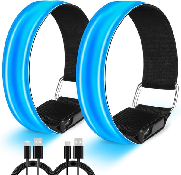 LED Armband Rechargeable, High Visibility Flashing Reflective Running Lights for Runners, 2-pack Luminous Armband Led Running