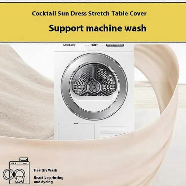 [LCS] 60 x 110 cm Elegant Round Cocktail Table Cover for Business Events Solid Color Stretch Skirt Tablecloth