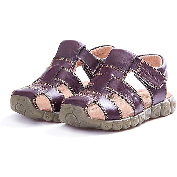 Unisex-lasten nahkasandaalit suljetulla varpaalla, ruskea brown 23