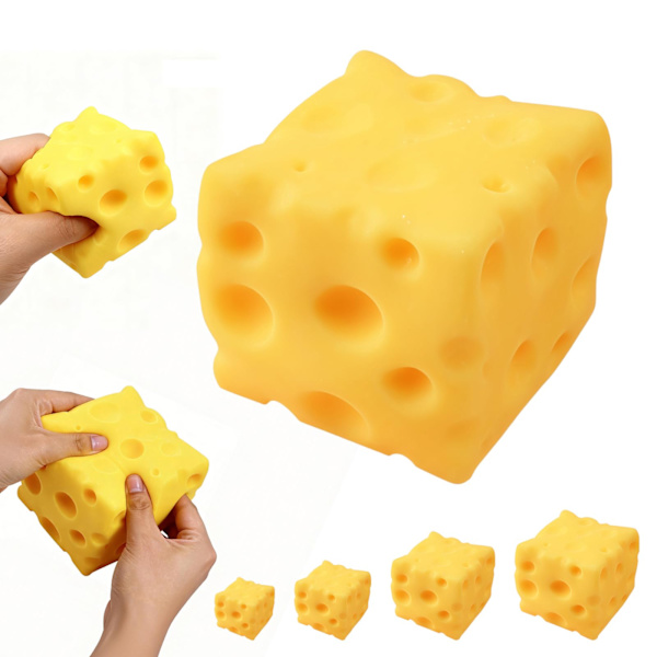 Stor Squishy Ost Stressbold - Sensorisk Fidget Legetøj til Voksne, Gul[ZHE] 2.36in