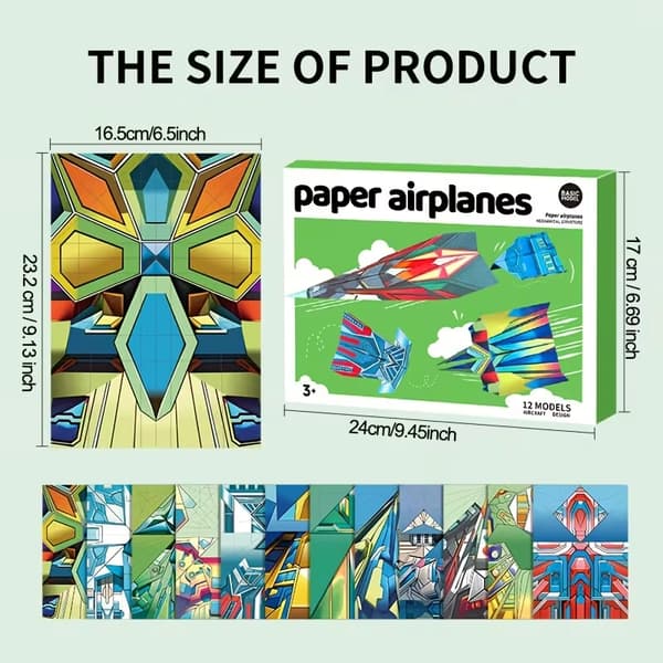Pappersflygplan Vikningsset – 36/72/108 Ark, 3D DIY Hantverkskit för Barn 3+, Färgglad Aktivitetsleksak 2bx/72sh