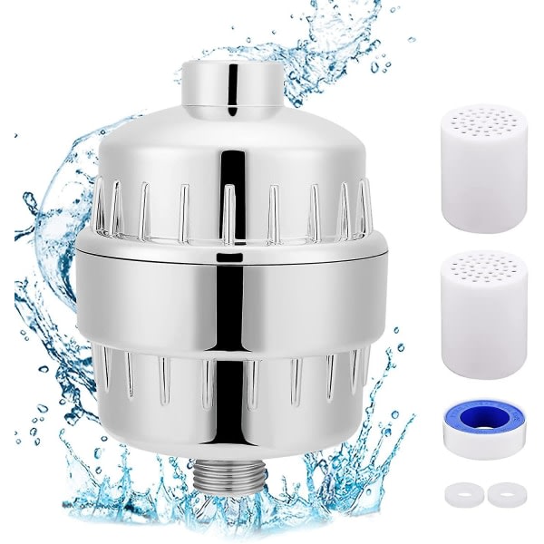 Klass 10-20 Duschfilter Högeffekt Duschvattenrenare Universal Duschhuvudsfilter med 2 utbytbara filter