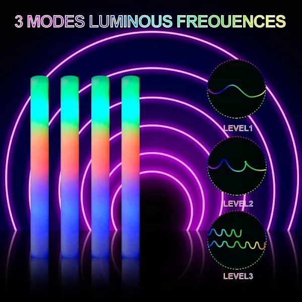 50 stk. LED Skum Glow Sticks Lys Sticks Glow Party Tilbehør 3 Modes Blinkende 50 stk. [ch]
