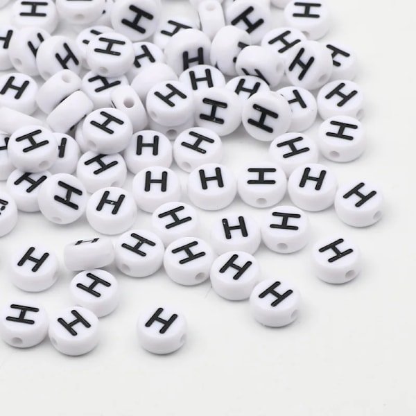 7x4mm Akryl Alfabet Bogstav Perler til DIY Smykkefremstilling 50/100/200 stk. [ZHE] H
