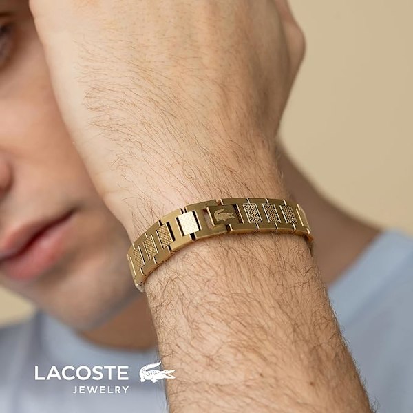 Collection Link Armbånd i rustfritt stål dekorert med petit piqué-mønster – Tilgjengelig for ham og henne gold