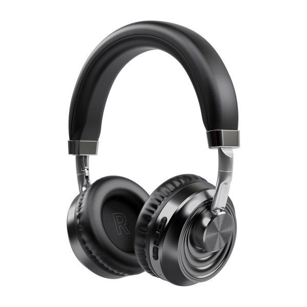 Over-Ear-hörlurar Metall Intelligent trådlöst brusreducerande hopfällbart Bluetooth Music Sports Headset svart