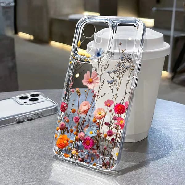 Lavendelblomst Silikondeksel til iPhone 13 14 15 16 Pro Max[ZHE] For iPhone 15 Plus Black JW41