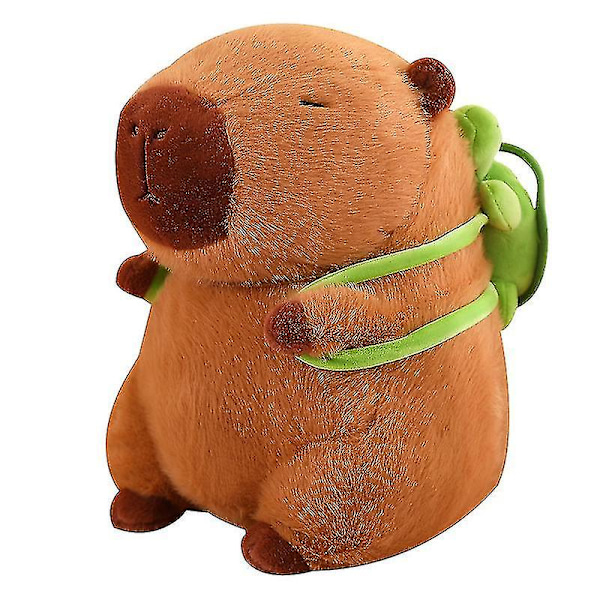 Capybara-dukke med skilpadde-rygg i sittende positur, vanngris plysjleketøy, Capybara pute-dukke 35CM