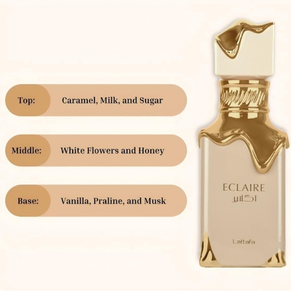 Eclaire EDP 100ml - Lattafa, en sjokoladegourmandduft, søt og sjarmerende for kvinner - Eau de Toilette