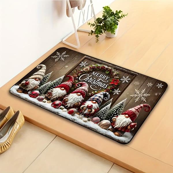 Julemanden skridsikker dørmåtte 40x60cm polyester maskinvaskbar 40x60cm