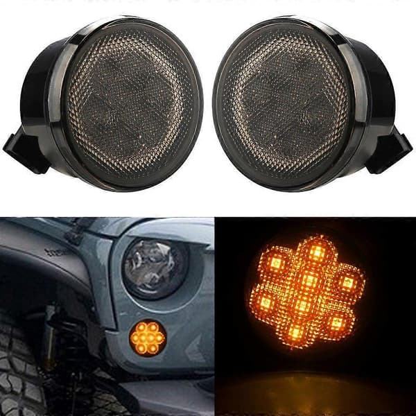 Ravfarvede LED-blinklys til billys til 2007~2017 Jeep Wrangler JK Smoke Signal Light
