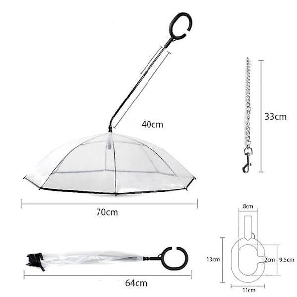 Pet Paraply Hundeparasoll Med Justerbart Koppel For