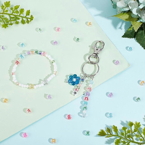 1040 stk. 26 mm akrylperler, flade runde blandede farver bogstaver horisontalt hul [ZHE]