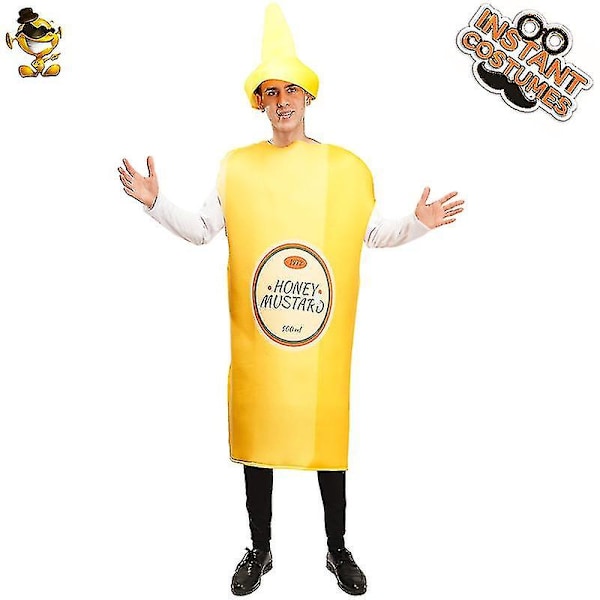 Unisex Vuxen Cosplay Ketchup och Senap Dräkt Halloween Par Kostym Rolig Mat Tunika Maskot Outfit