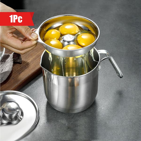 Ägguleseparator i rostfritt stål med bonusskålset With Lid