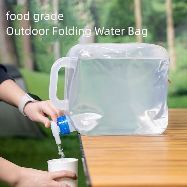 5-20L Hopfällbar Hink med Kran Stor Kapacitet Utomhus Nödsituation Bärbar Camping Bil Vattenkokare Hopfällbar Vattenpåse 20L