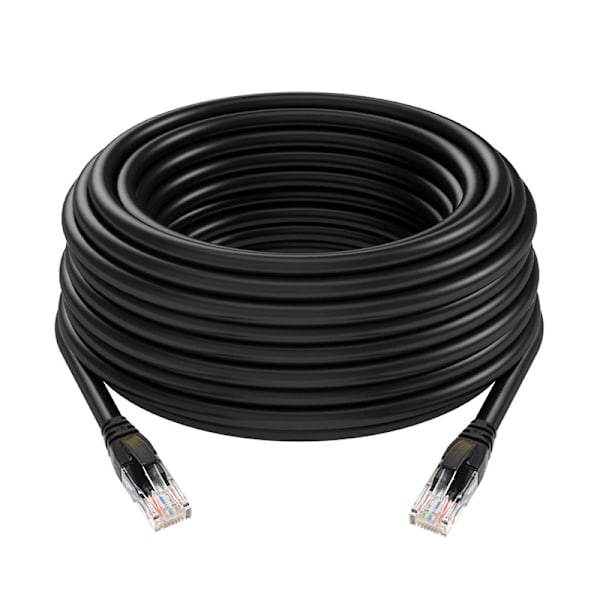 50m Cat6 Udendørs Vandtæt Direkte Nedgravet Ethernet-Netværkskabel - Utp - Cca - 550 Mhz - Sort 50 Meter