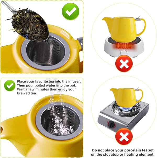 Keramisk Stub-tekande med Infuser til Løs & Blomstrende Te[ZHE] Yellow