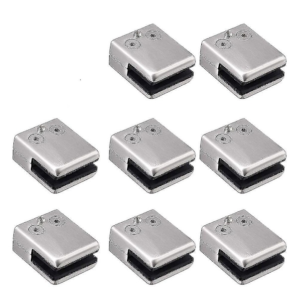 Glasklämma, 8-pack rostfritt stål fyrkantig klämma 6-8 mm glasklämma klämmonitioning platt baksida-WELLNGS