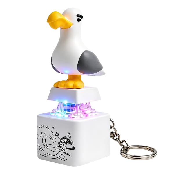 Seagull Button Keychain Birds Luminous Electronic Keychain Fun Fidgets Desk Toy 1pc