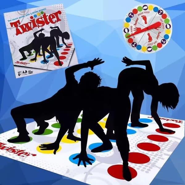 Twister kroppsvridningsspill foreldre-barn interaksjon familiesammenkomst multiplayer spill balanse teppe 1