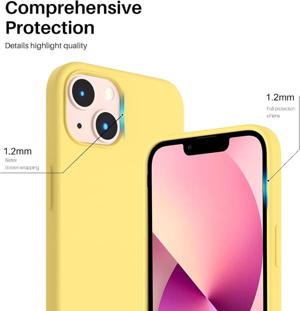 Flytande silikonfodral för iPhone 13 6.1\" - Slimmat skyddsfodral[ZHE] Lemon yellow